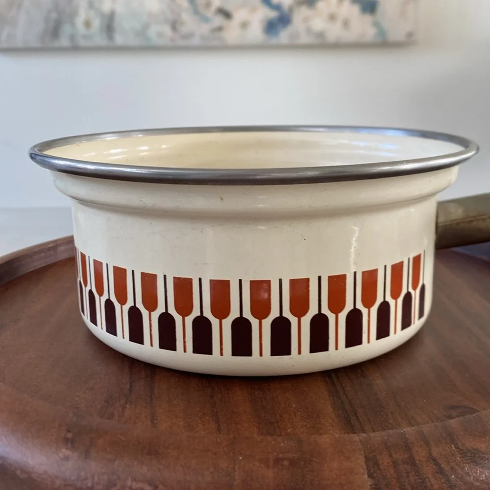 Vintage Moneta Italy Mid Century Enamelware  Cookware - Sauce Pot